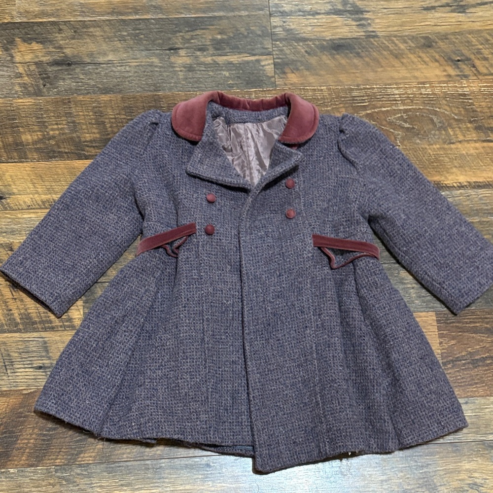 Rothschild Kids Double-Breasted Pea Coat - Purple and Maroon‎